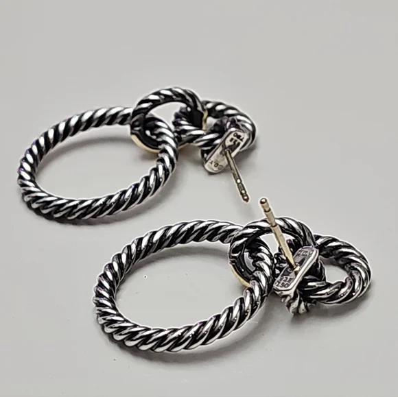 Authentic David Yurman Earings Sterling Silver And 18k - Picture 3 of 5